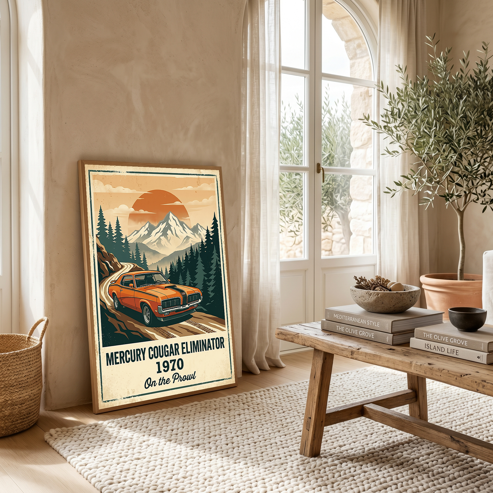 Mercury Cougar Eliminator 1970 Poster — Vintage Muscle Car Mountain Pine Print