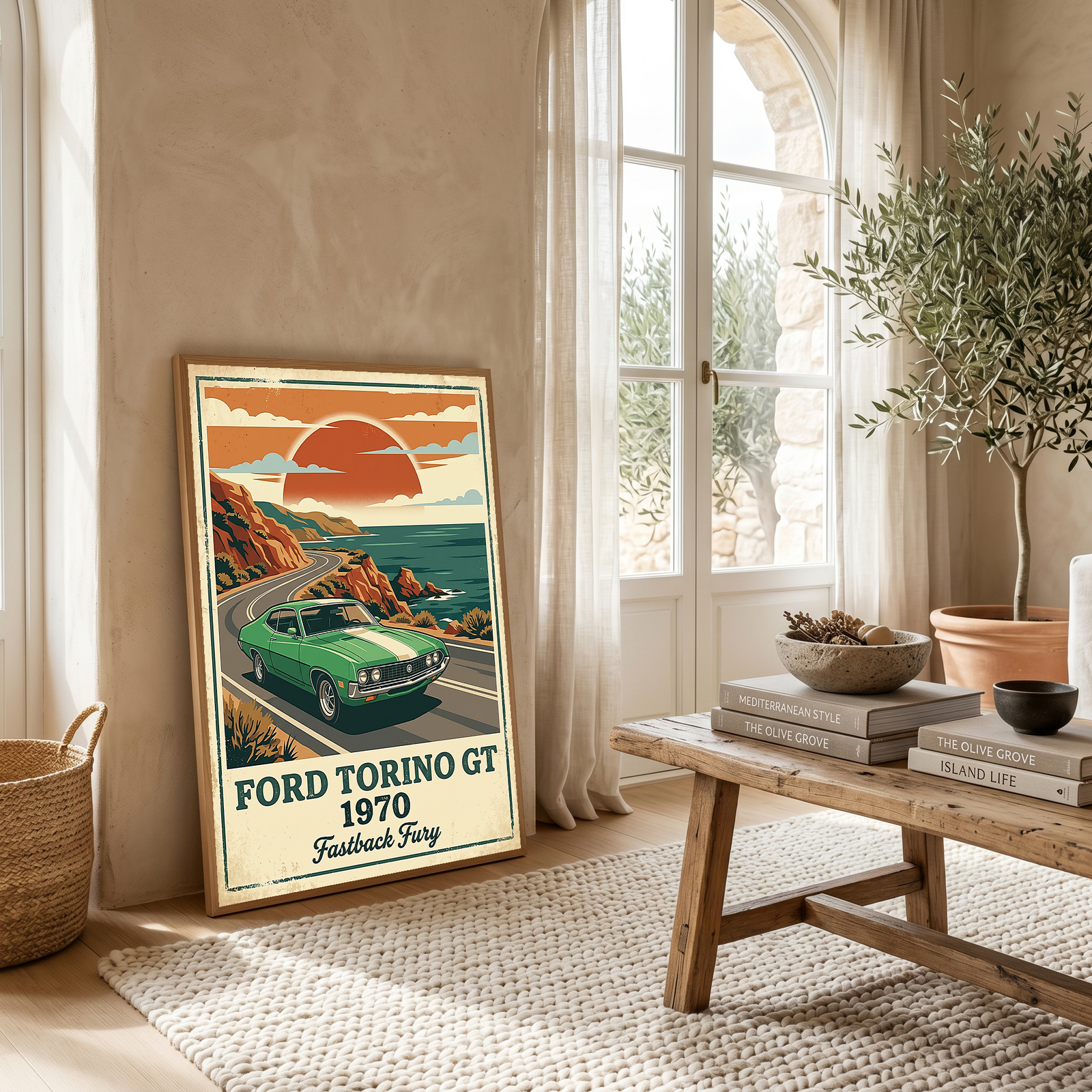Ford Torino GT 1970 V2 Poster — Vintage Muscle Car Pacific Coast Curve Print