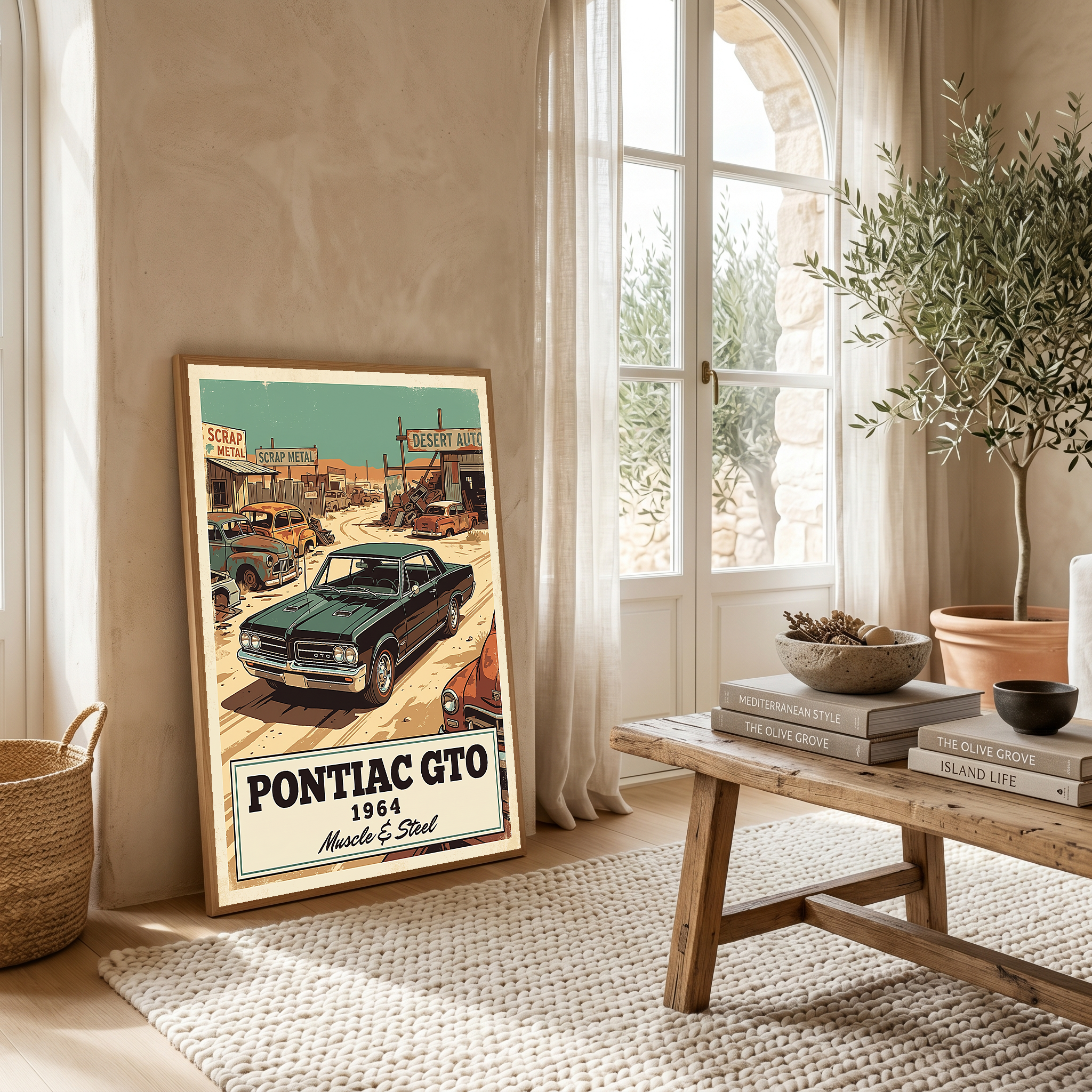 Pontiac GTO 1964 V2 Poster — Vintage Muscle Desert Junkyard Print