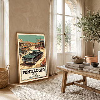 Pontiac GTO 1964 V2 Poster — Vintage Muscle Desert Junkyard Print