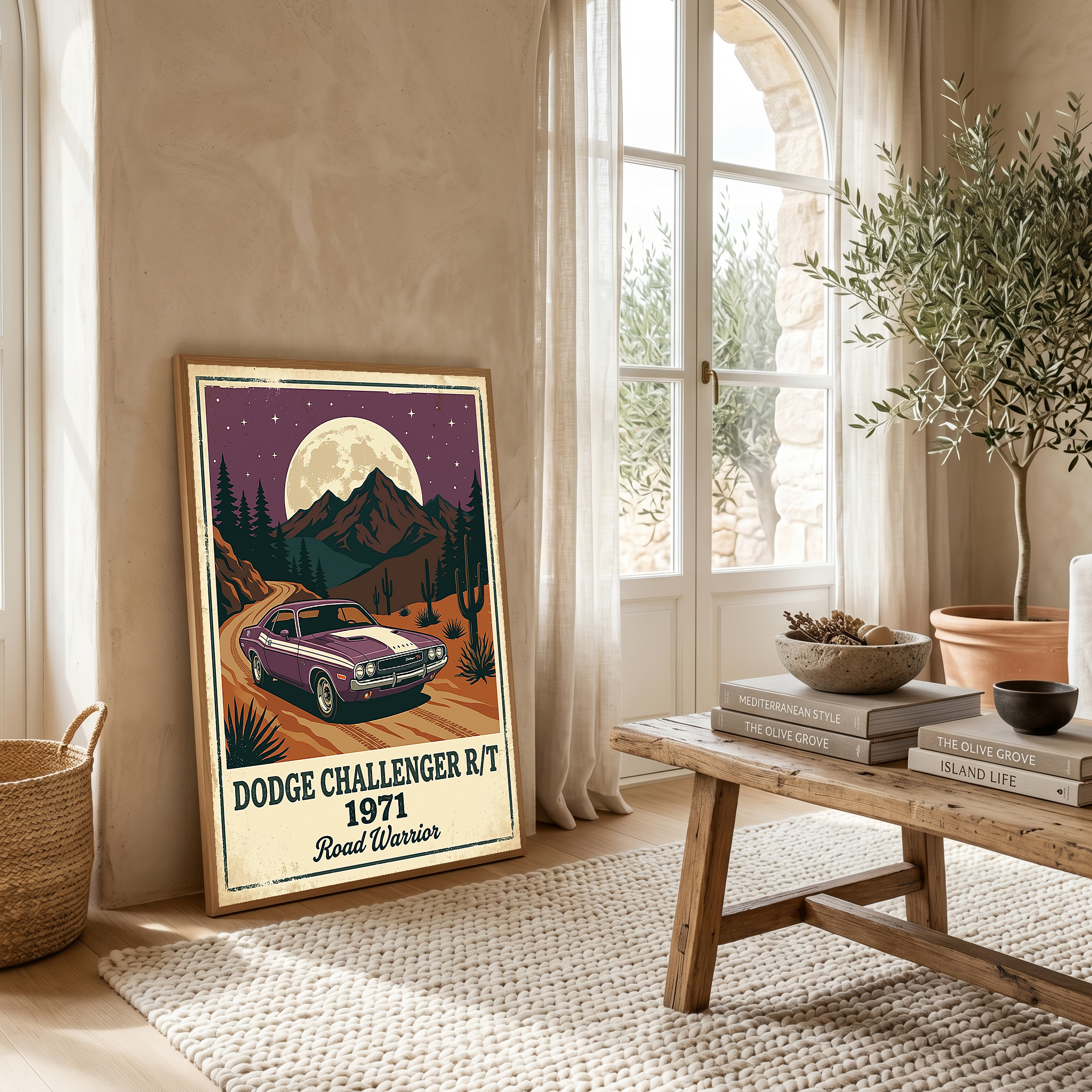Dodge Challenger R/T 1971 Poster — Vintage Muscle Car Desert Moon Print