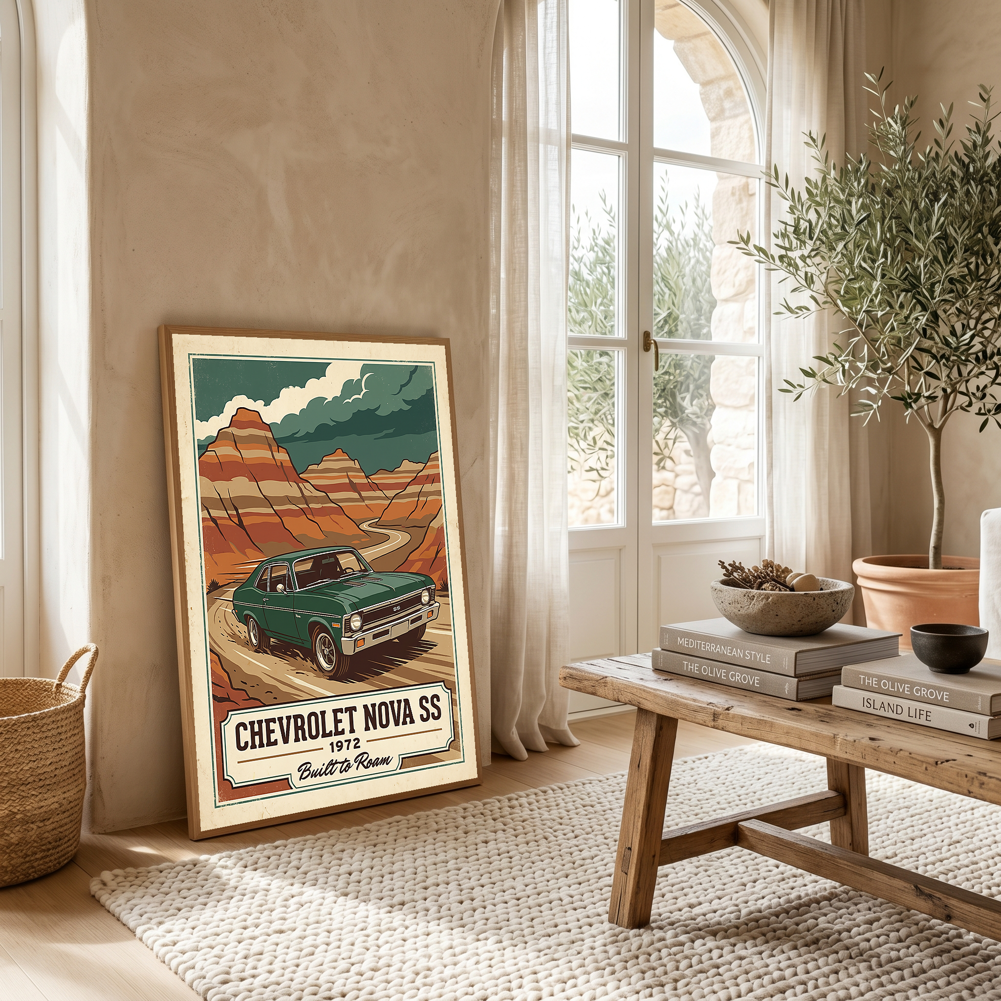 Chevrolet Nova SS 1972 V3 Poster — Vintage Muscle Badlands Canyon Print