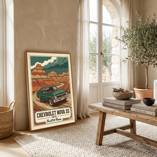 Chevrolet Nova SS 1972 V3 Poster — Vintage Muscle Badlands Canyon Print