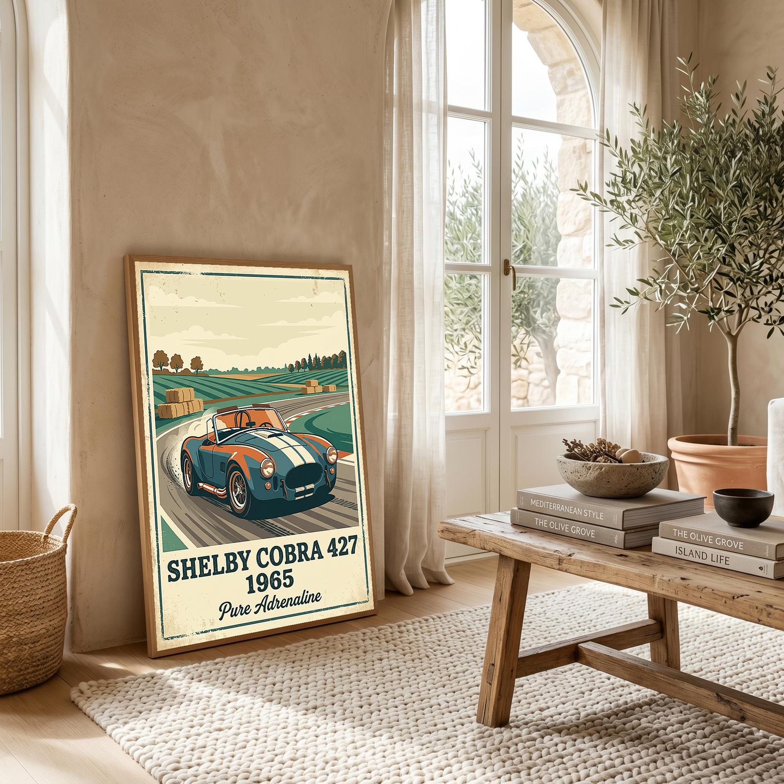 Shelby Cobra 427 1965 Poster — Vintage Race Track Roadster Print