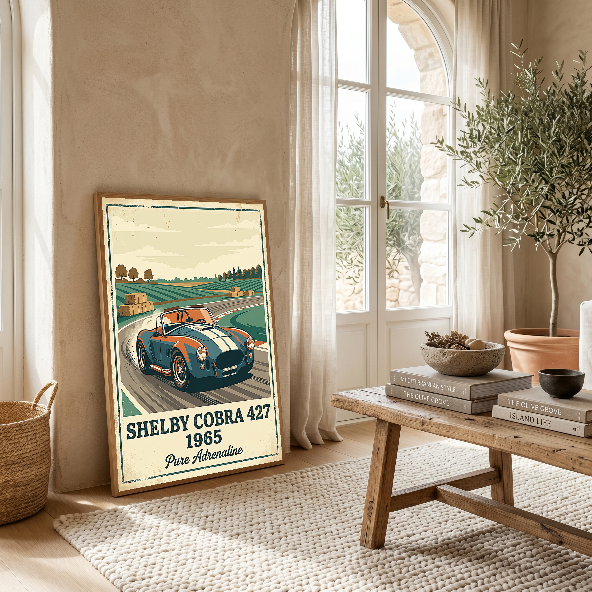 Shelby Cobra 427 1965 Poster — Vintage Race Track Roadster Print