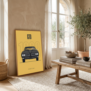 Pontiac GTO 1968 Minimalist Poster — Golden Yellow Muscle Car Line Art