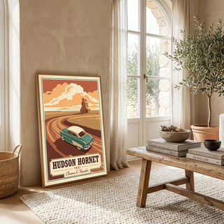 Hudson Hornet 1951 Poster — Vintage NASCAR Stock Car Prairie Print
