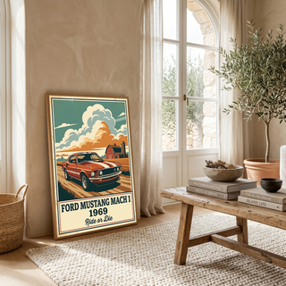 Ford Mustang Mach 1 1969 Poster — Vintage Muscle Country Sky Barn Print