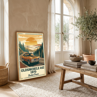 Oldsmobile 442 1970 Poster — Vintage Muscle Car Mountain Pine Print