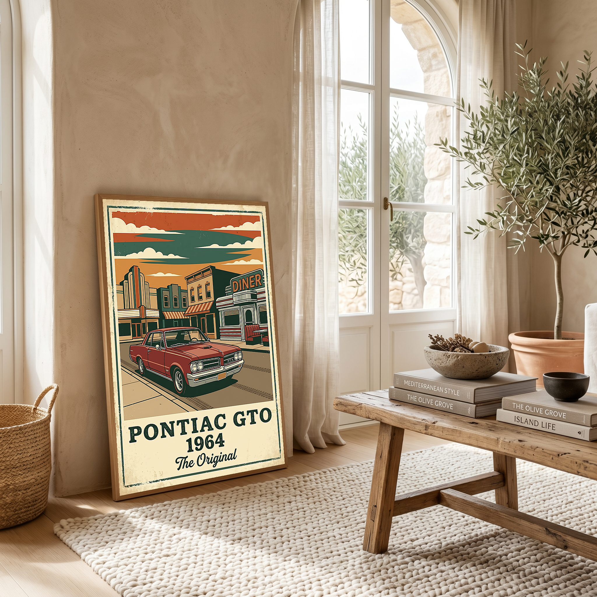 Pontiac GTO 1964 Poster — Vintage Muscle Car Diner Main Street Print