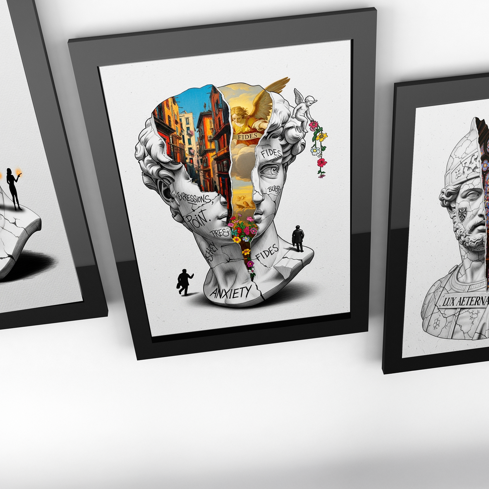 Anxiety & Faith — Surreal David Bust Wall Art Print