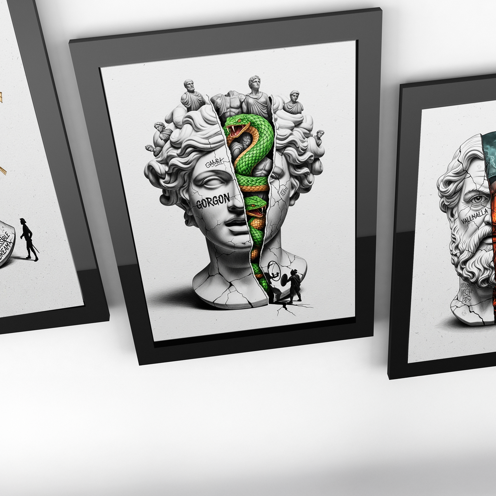 Gorgon Medusa — Surreal Apollo Bust Wall Art Print
