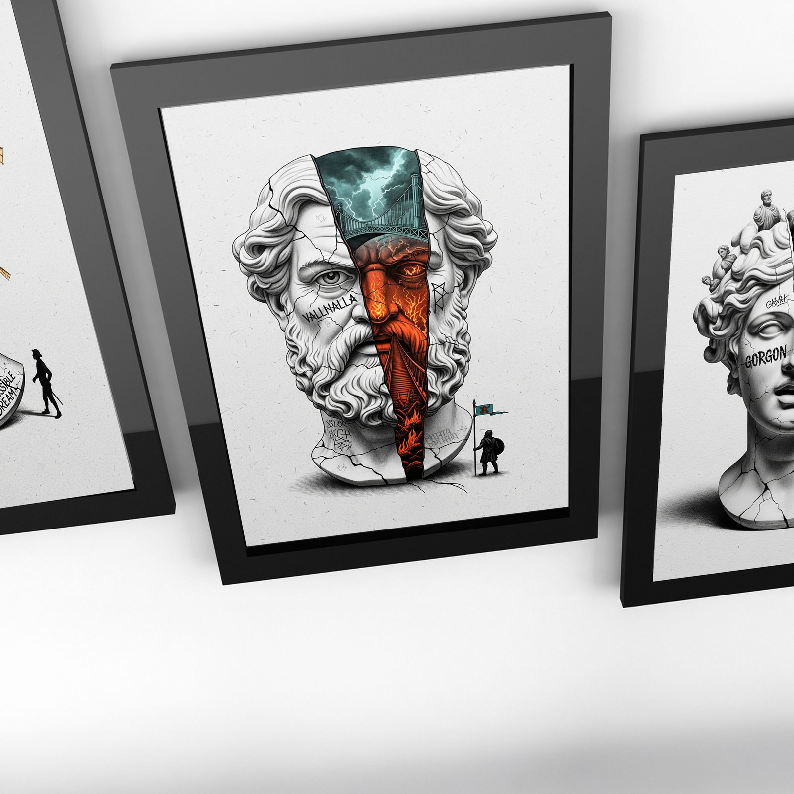 Valhalla Odin — Surreal Norse Mythology Wall Art Print
