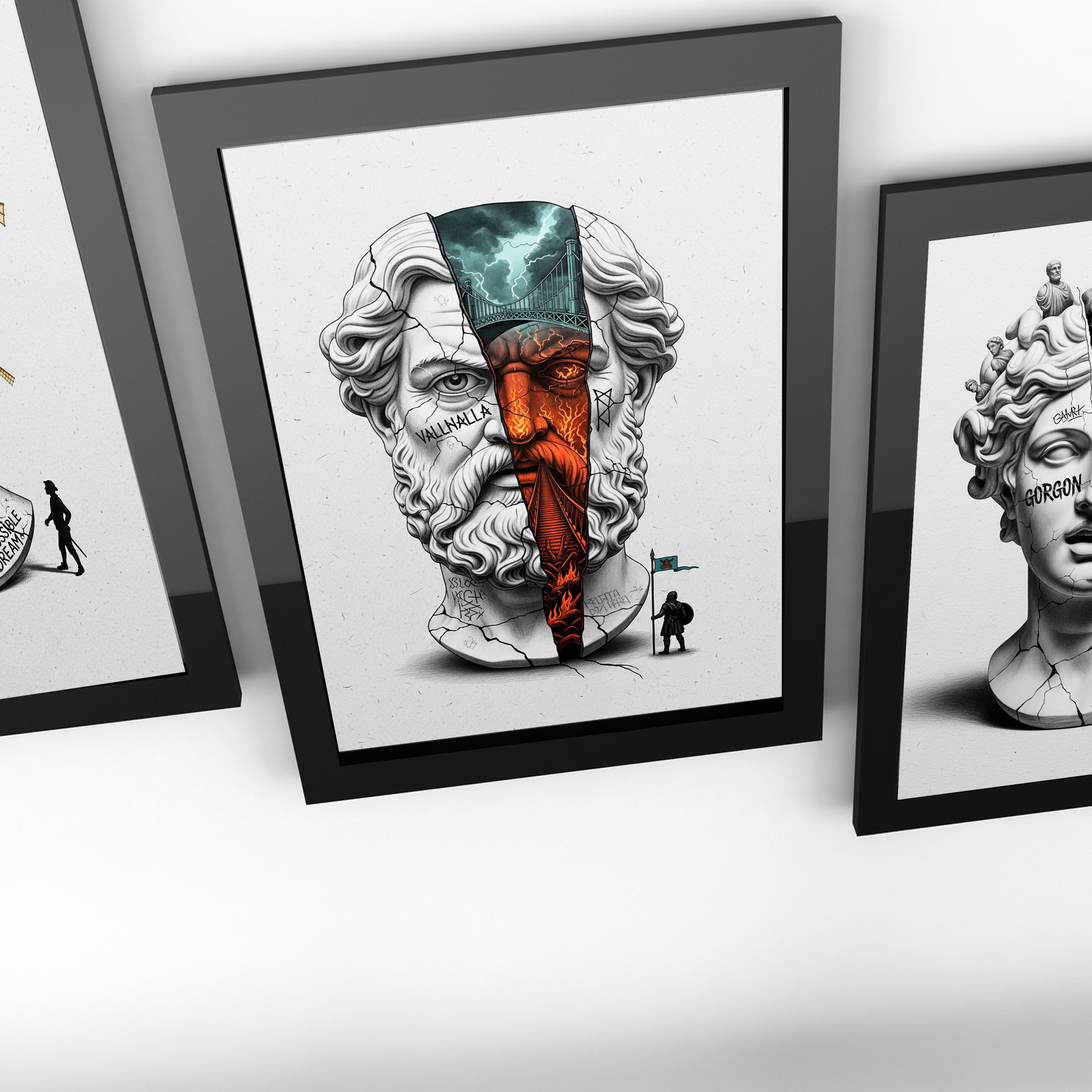 Valhalla Odin — Surreal Norse Mythology Wall Art Print