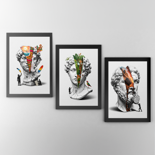 Nature Collage — Surreal Apollo Bust Wall Art Print