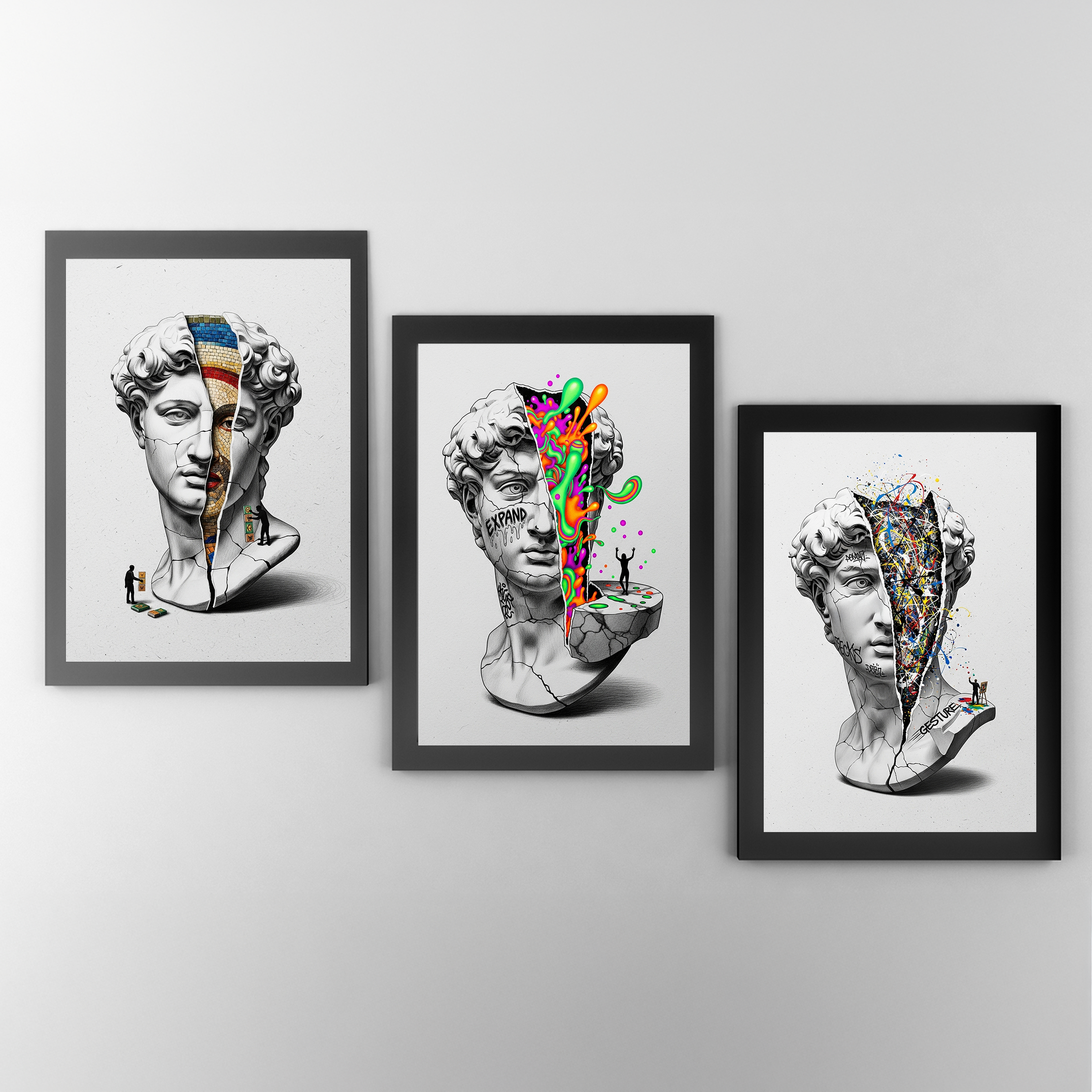 Expand Pop Art — Surreal David Bust Wall Art Print