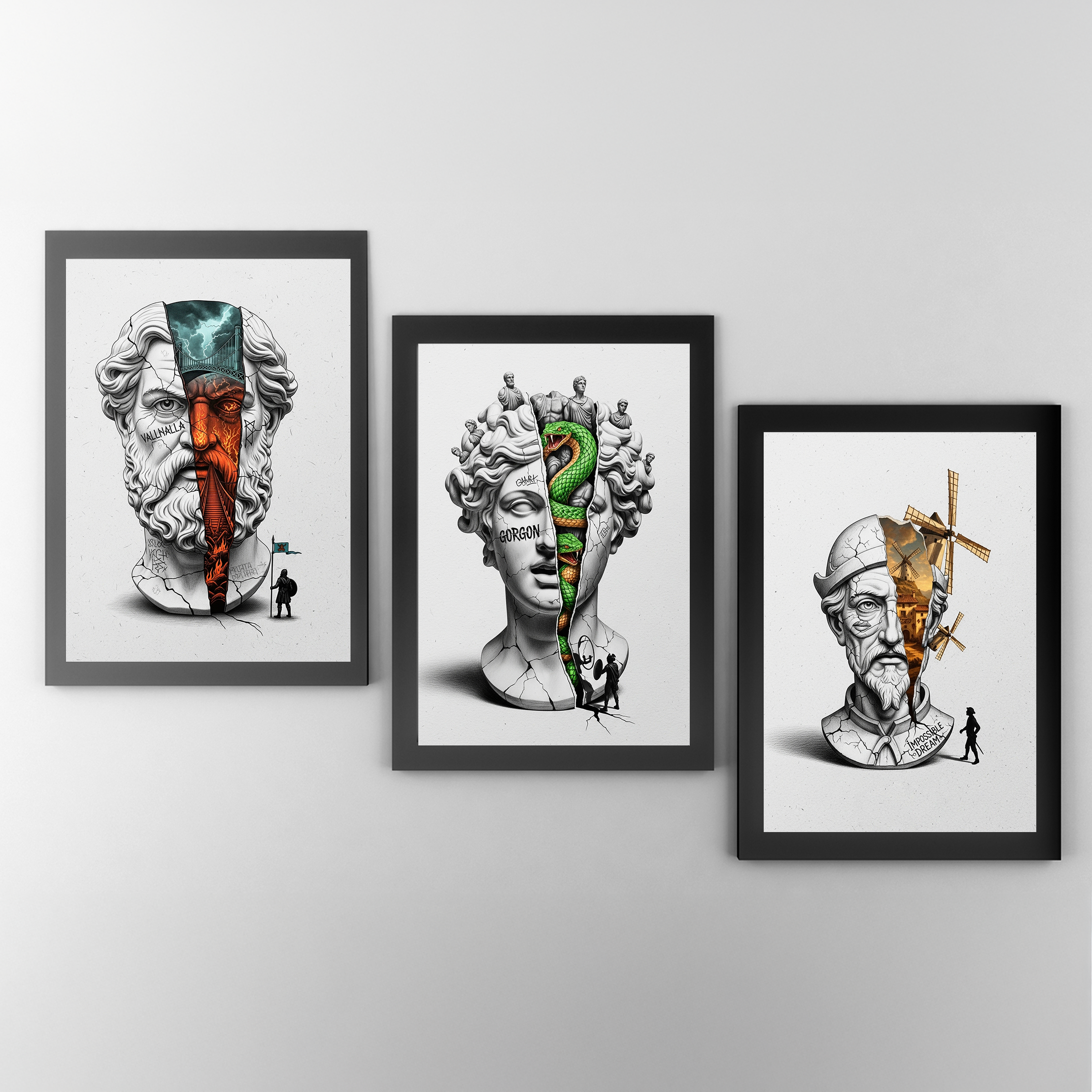 Gorgon Medusa — Surreal Apollo Bust Wall Art Print