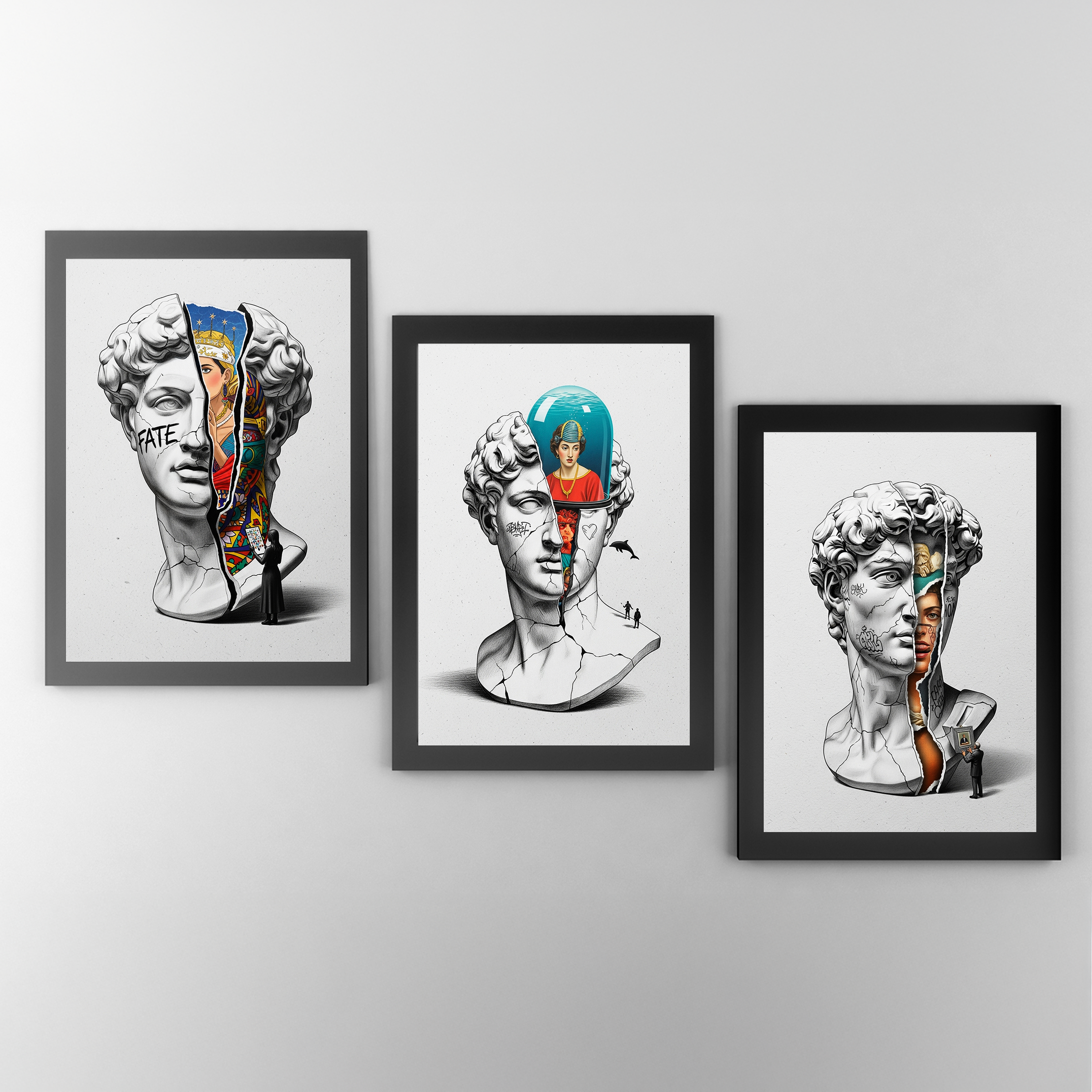 Aquarium Mind — Surreal David Bust Wall Art Print