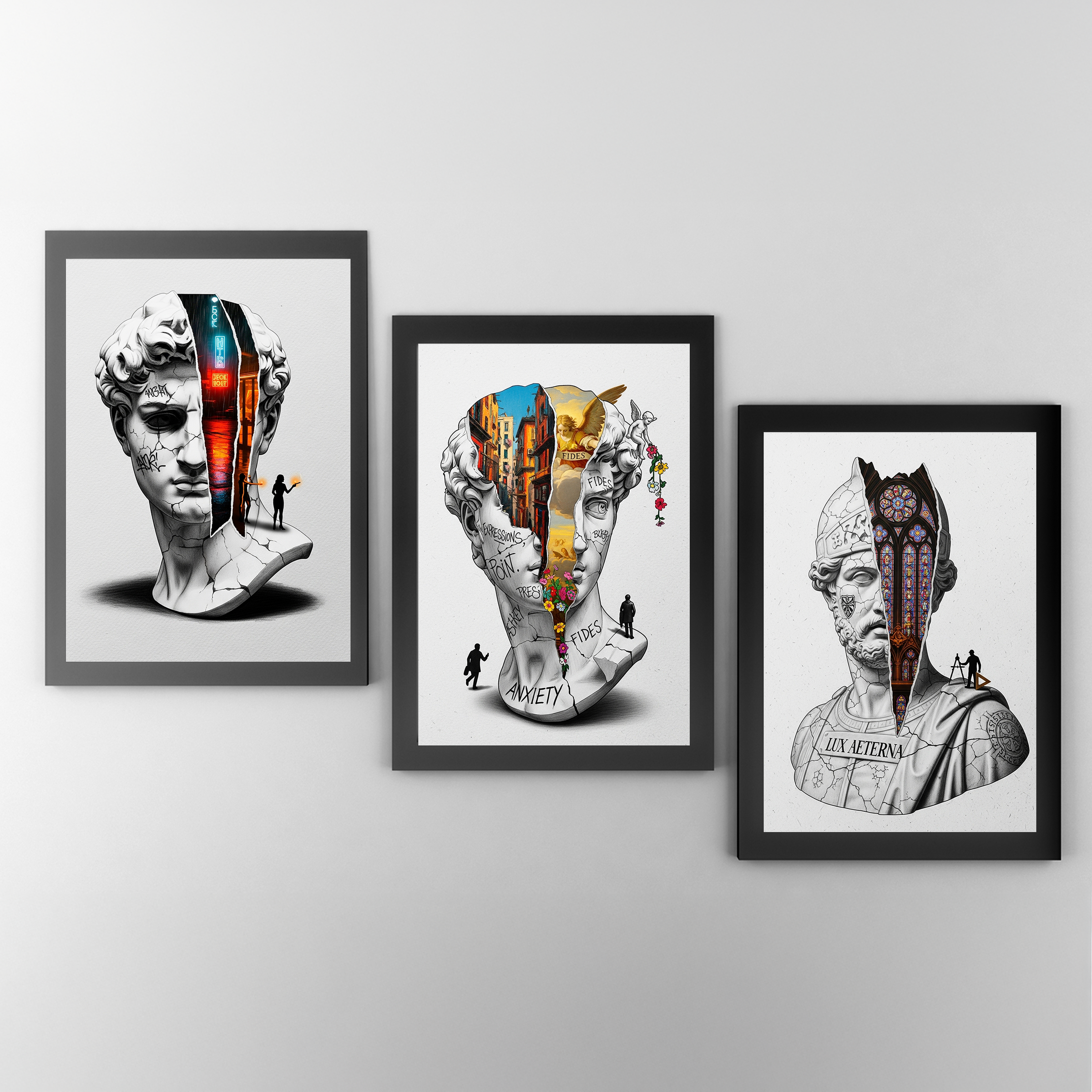 Anxiety & Faith — Surreal David Bust Wall Art Print