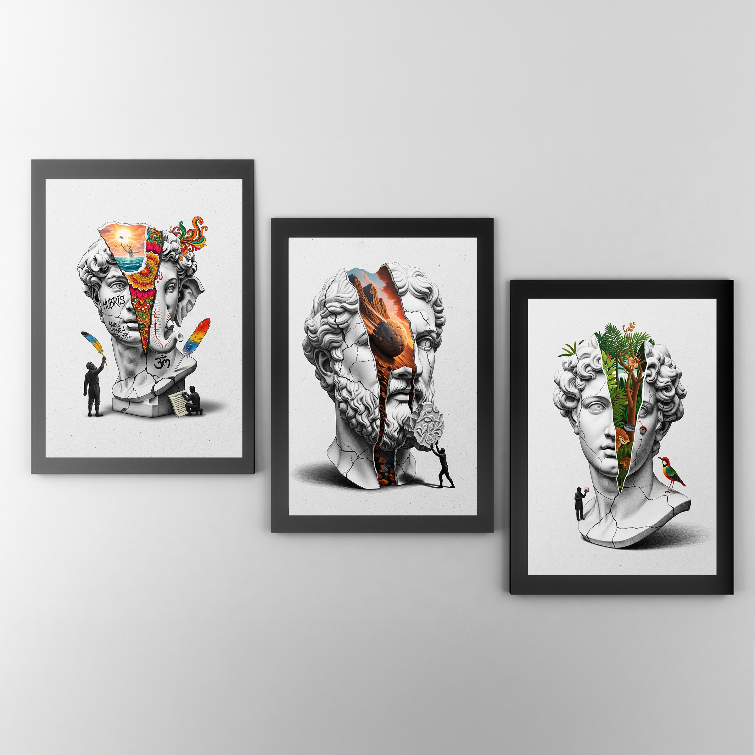 Sisyphus Eternal Struggle — Surreal Heracles Bust Wall Art Print