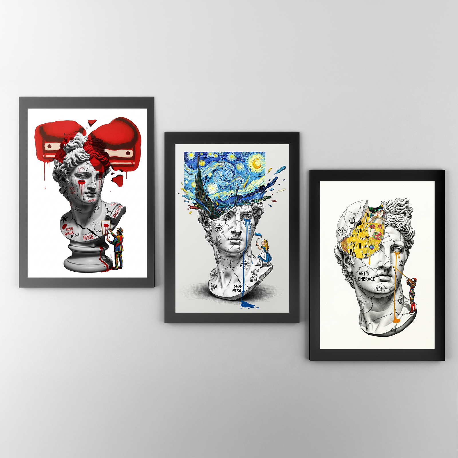We're All Mad Here Van Gogh — Surreal Self-Portrait Wall Art Print