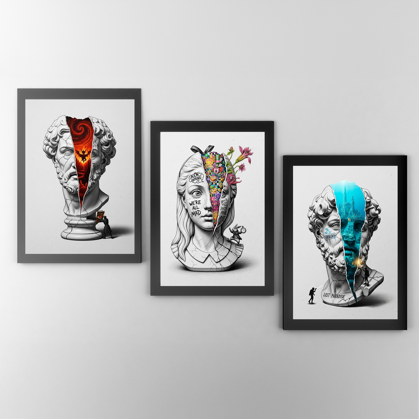 We're All Mad Here: Alice Tablo Boyutlarında ve Yüksek Kaliteli Poster