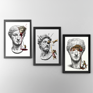 Power Divine — Zeus Meets Michelangelo's Creation of Adam Wall Art Print