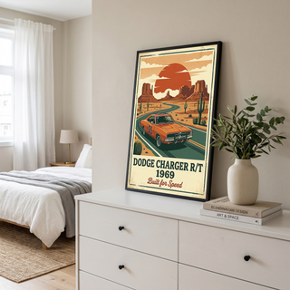 Dodge Charger R/T 1969 Poster — Vintage Muscle Car Monument Valley Print