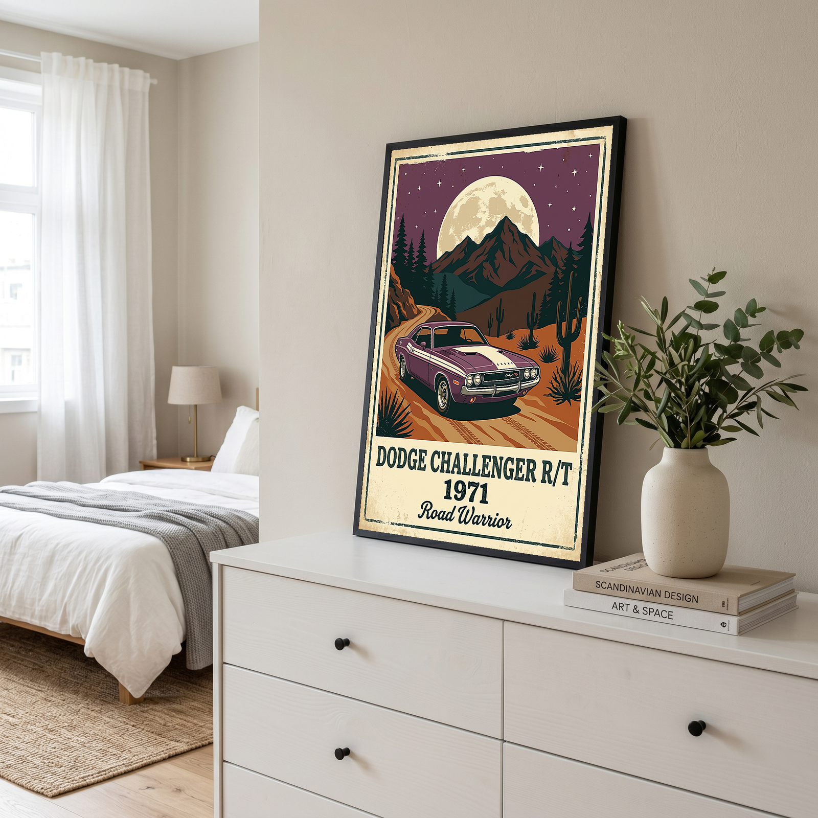 Dodge Challenger R/T 1971 Poster — Vintage Muscle Car Desert Moon Print