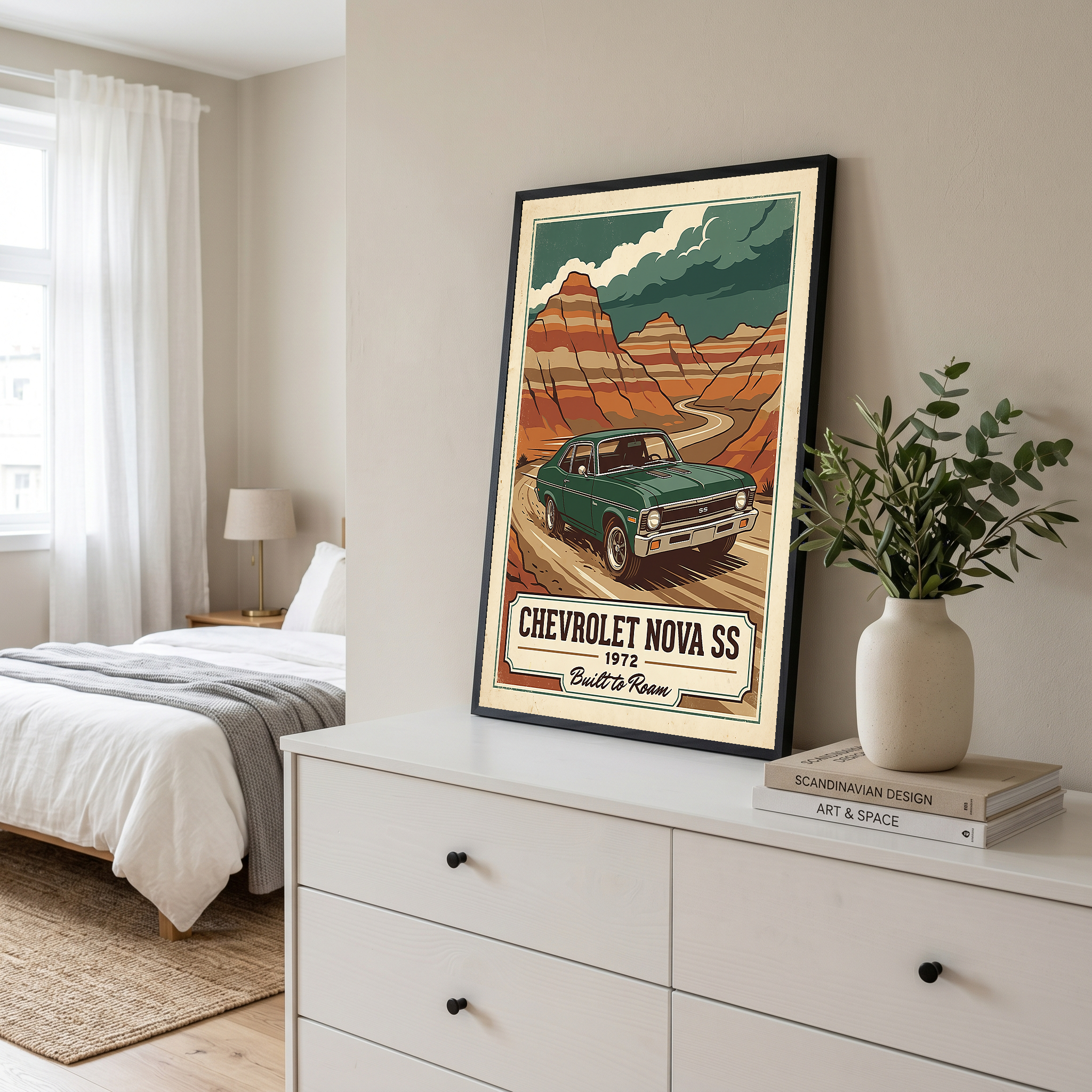 Chevrolet Nova SS 1972 V3 Poster — Vintage Muscle Badlands Canyon Print