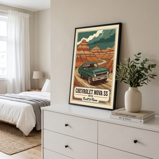 Chevrolet Nova SS 1972 V3 Poster — Vintage Muscle Badlands Canyon Print