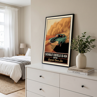 Chevrolet Chevelle SS 454 1970 V7 Dust Storm Poster — Vintage Muscle Car Action Print