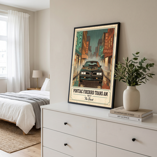 Pontiac Firebird Trans Am 1977 Poster — Vintage Muscle Bandit Rainy Noir Street Print