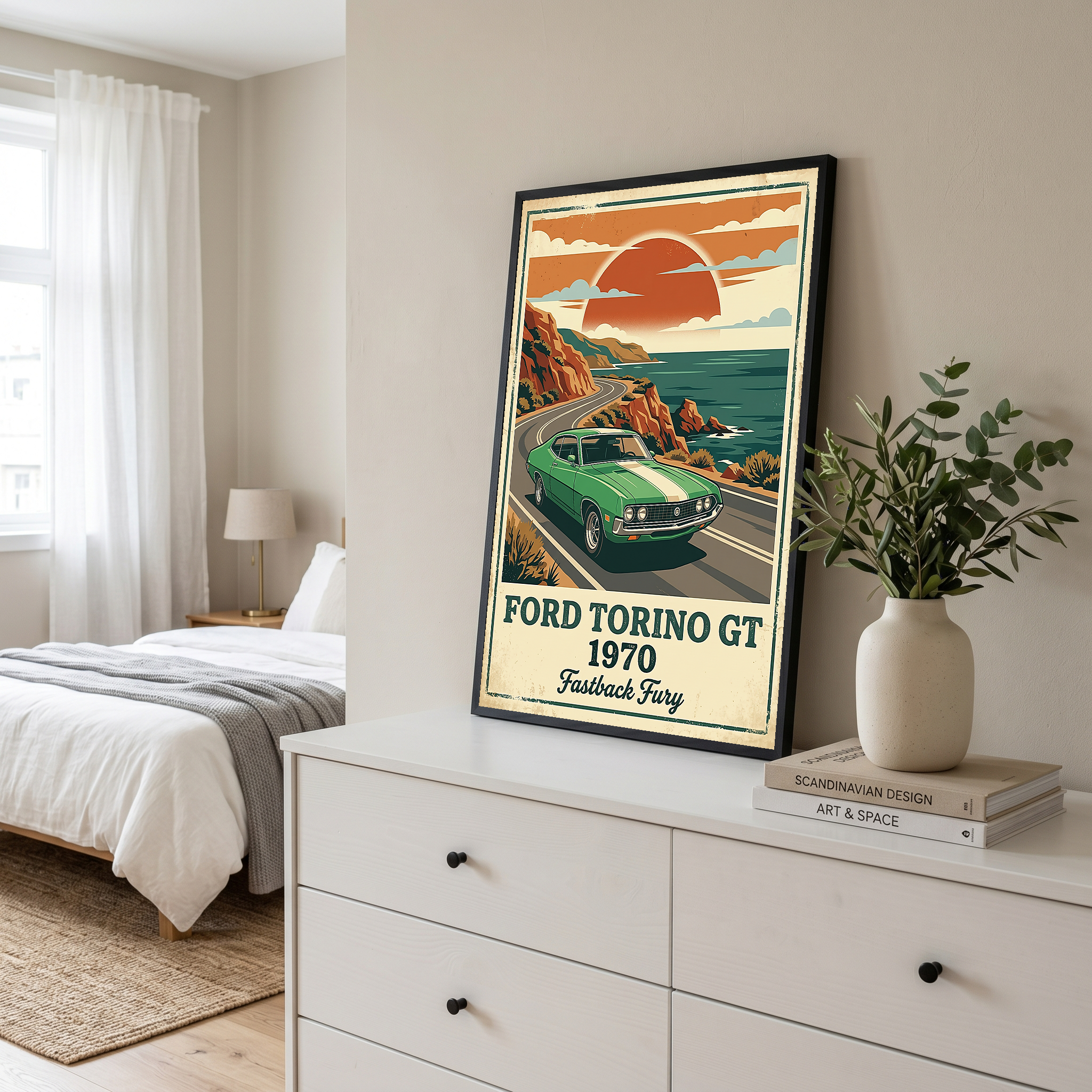 Ford Torino GT 1970 V2 Poster — Vintage Muscle Car Pacific Coast Curve Print