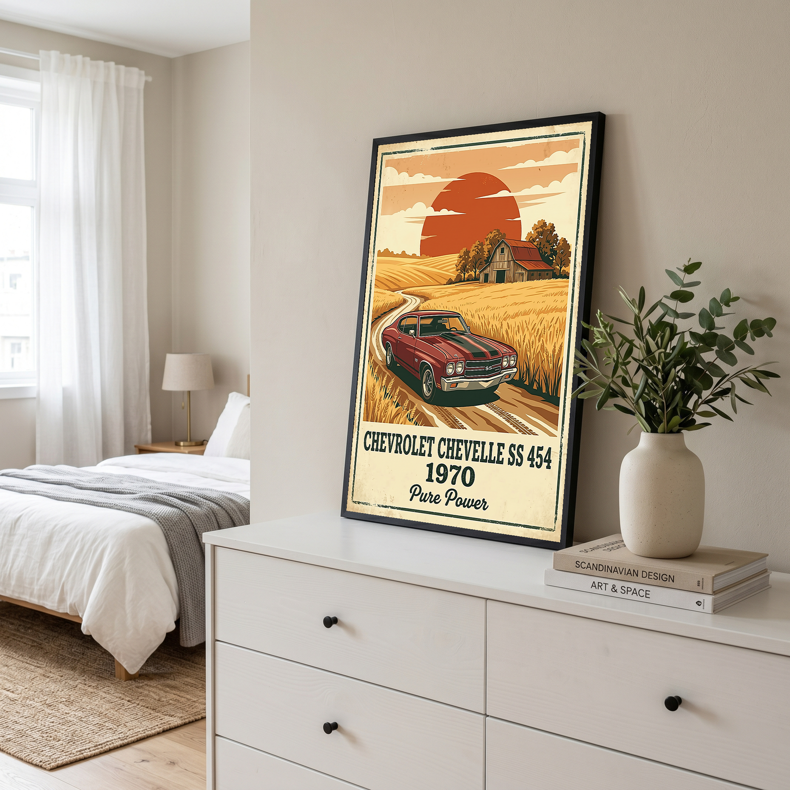 Chevrolet Chevelle SS 454 1970 Poster — Vintage Muscle Car Country Barn Print