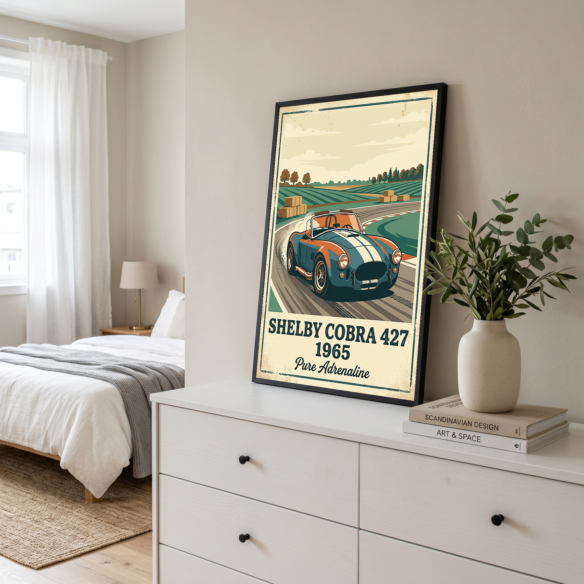 Shelby Cobra 427 1965 Poster — Vintage Race Track Roadster Print