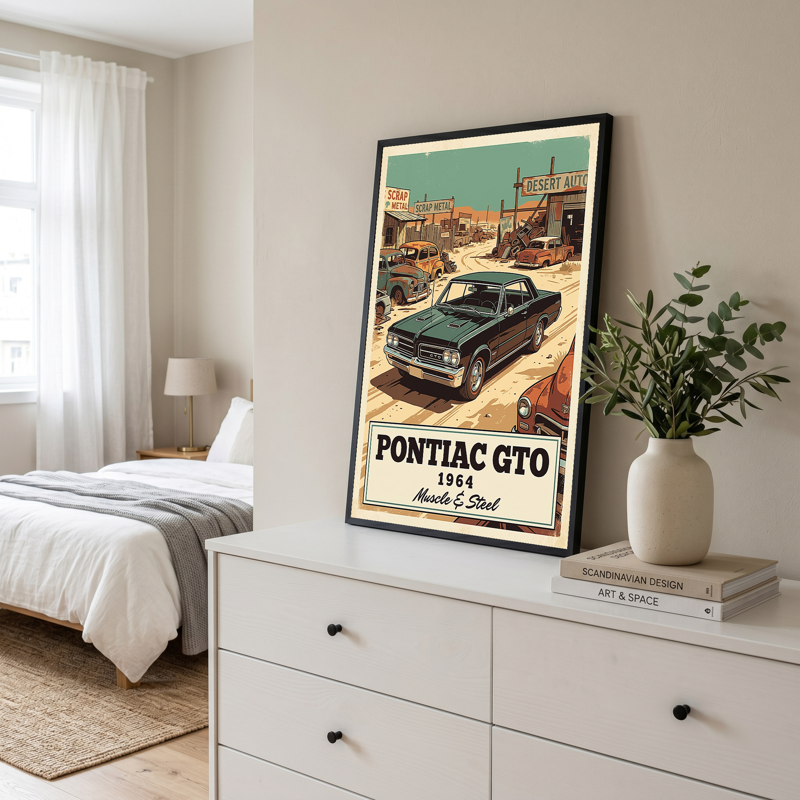 Pontiac GTO 1964 V2 Poster — Vintage Muscle Desert Junkyard Print