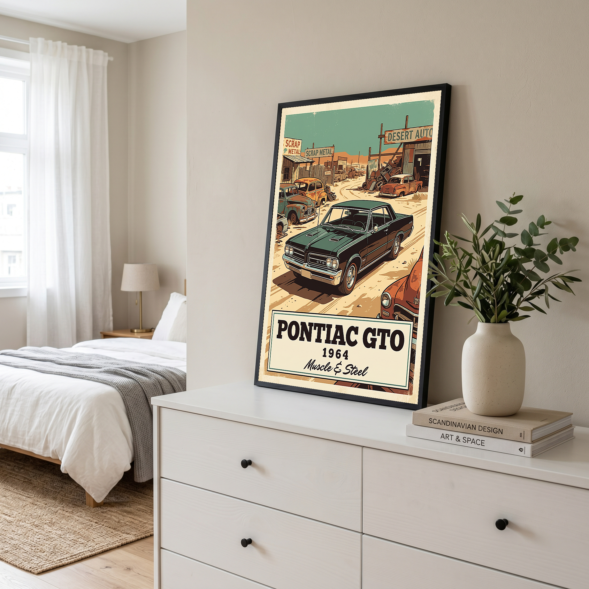 Pontiac GTO 1964 V2 Poster — Vintage Muscle Desert Junkyard Print