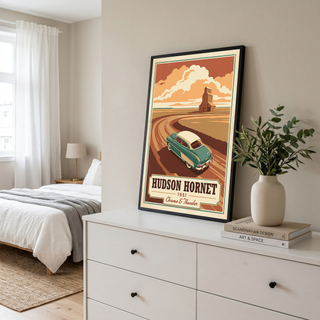 Hudson Hornet 1951 Poster — Vintage NASCAR Stock Car Prairie Print