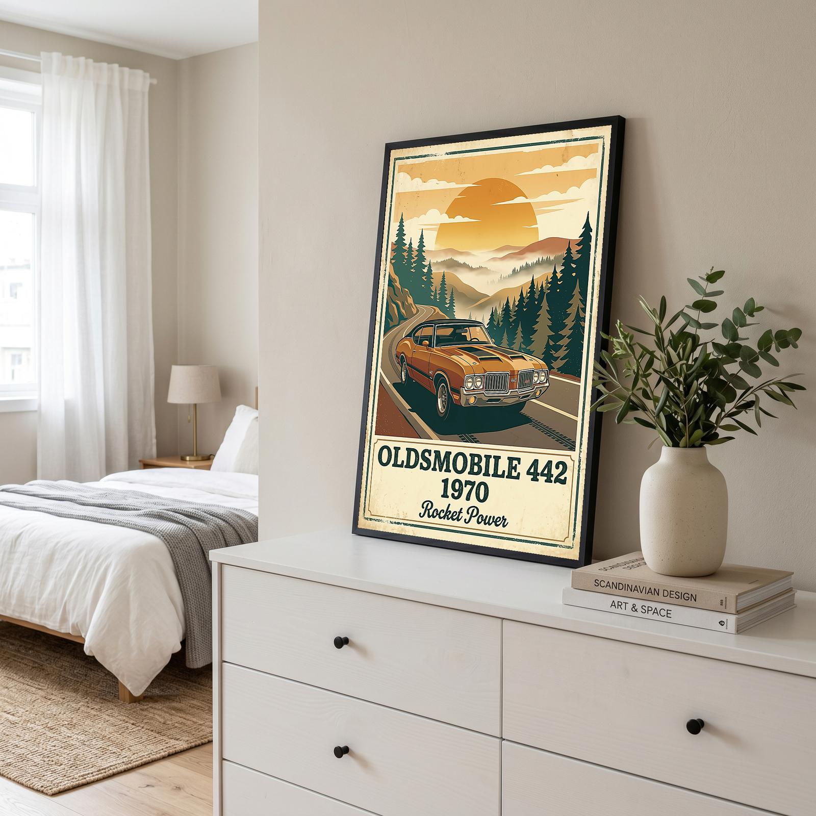 Oldsmobile 442 1970 Poster — Vintage Muscle Car Mountain Pine Print