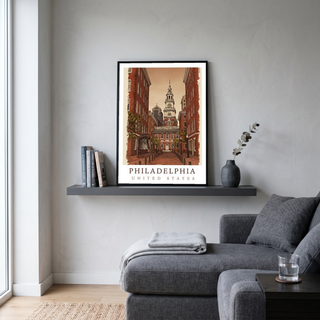 Philadelphia USA — Independence Hall Historic Wall Art Print