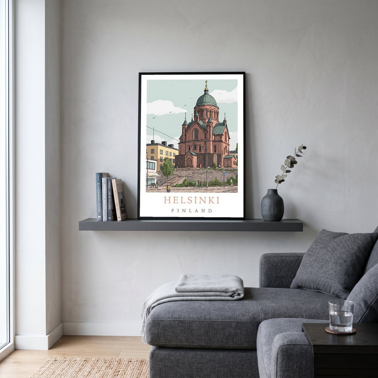 Helsinki Finland Travel Poster — Uspenski Cathedral Nordic City Print