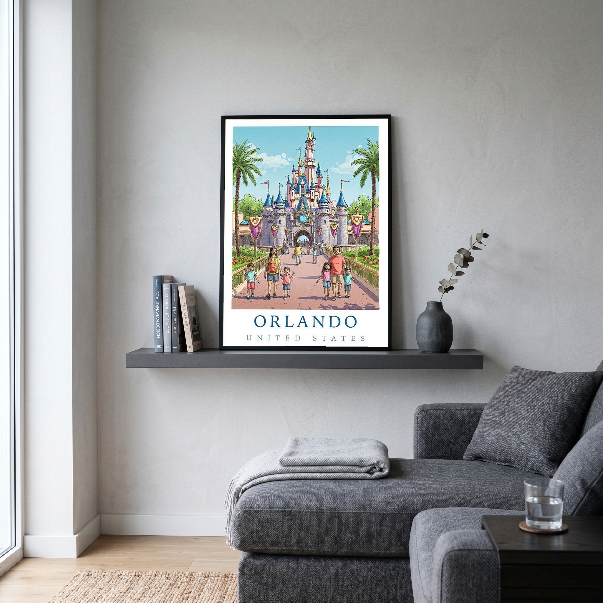 Orlando Florida Travel Poster — Fairy Tale Castle Theme Park Family Print