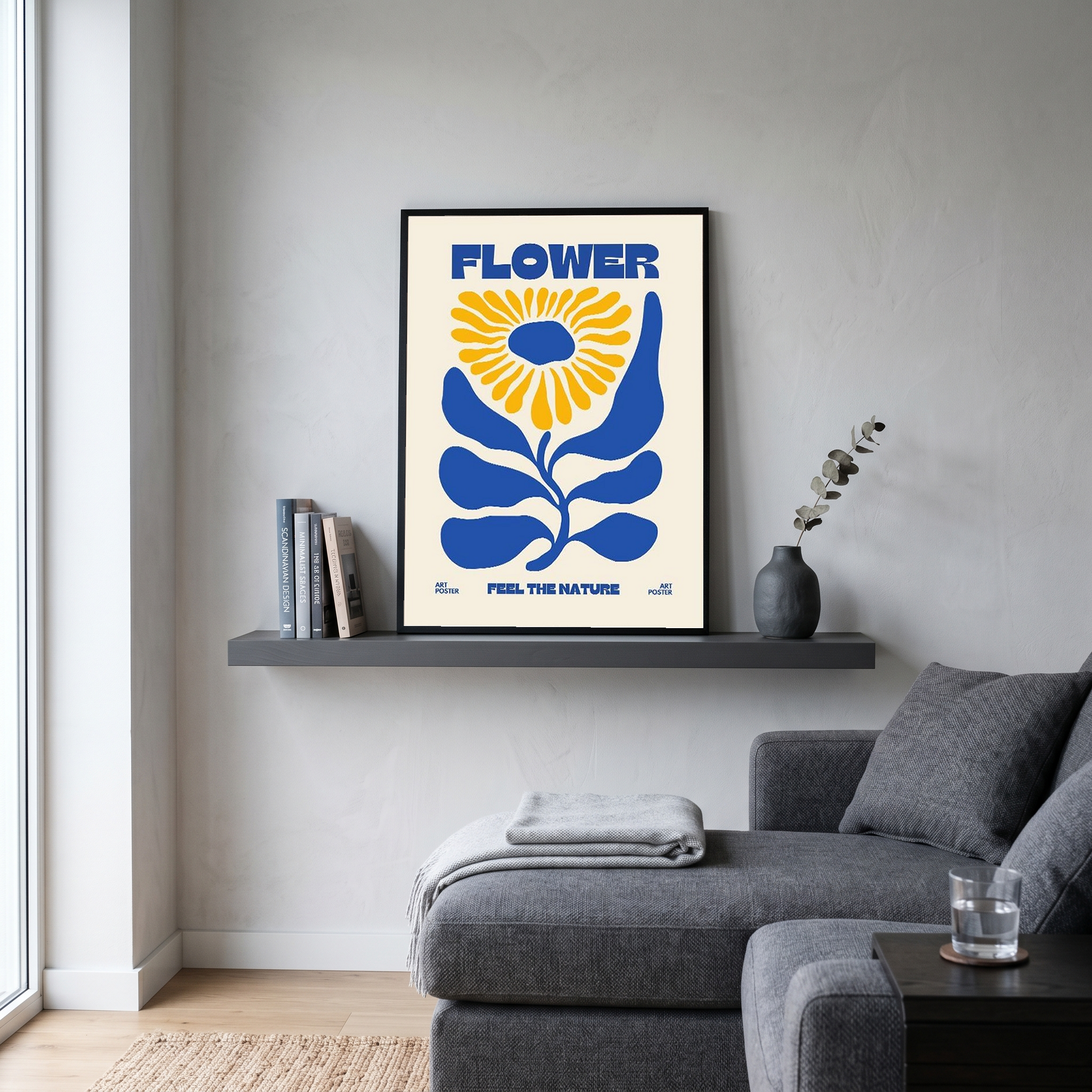 FLOWER Feel the Nature Poster — Mid-Century Botanical Cut-Out Print