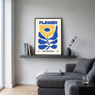 FLOWER Feel the Nature Poster — Mid-Century Botanical Cut-Out Print