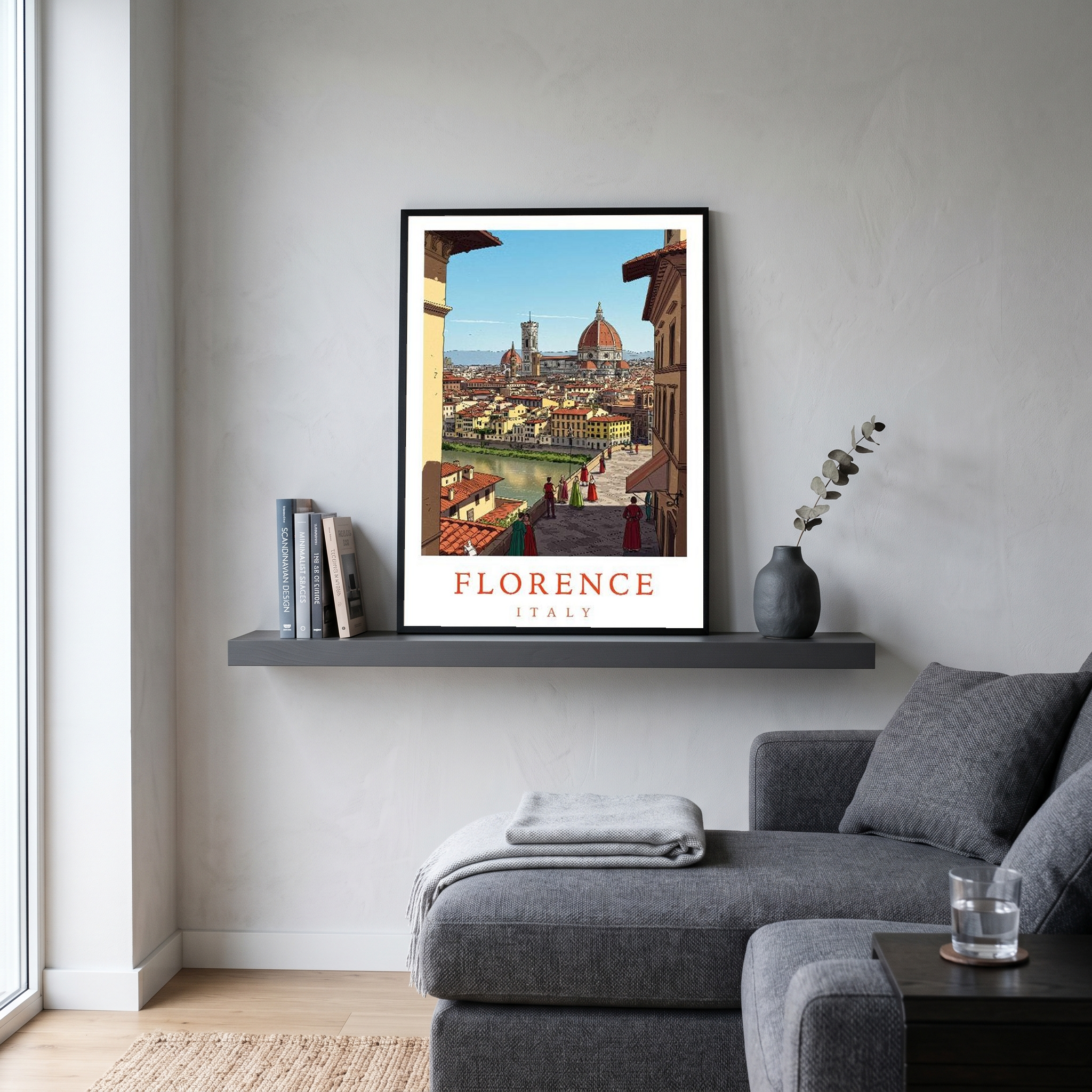 Florence Italy Travel Poster — Duomo Cathedral Renaissance Street Print