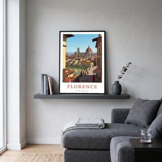Florence Italy Travel Poster — Duomo Cathedral Renaissance Street Print