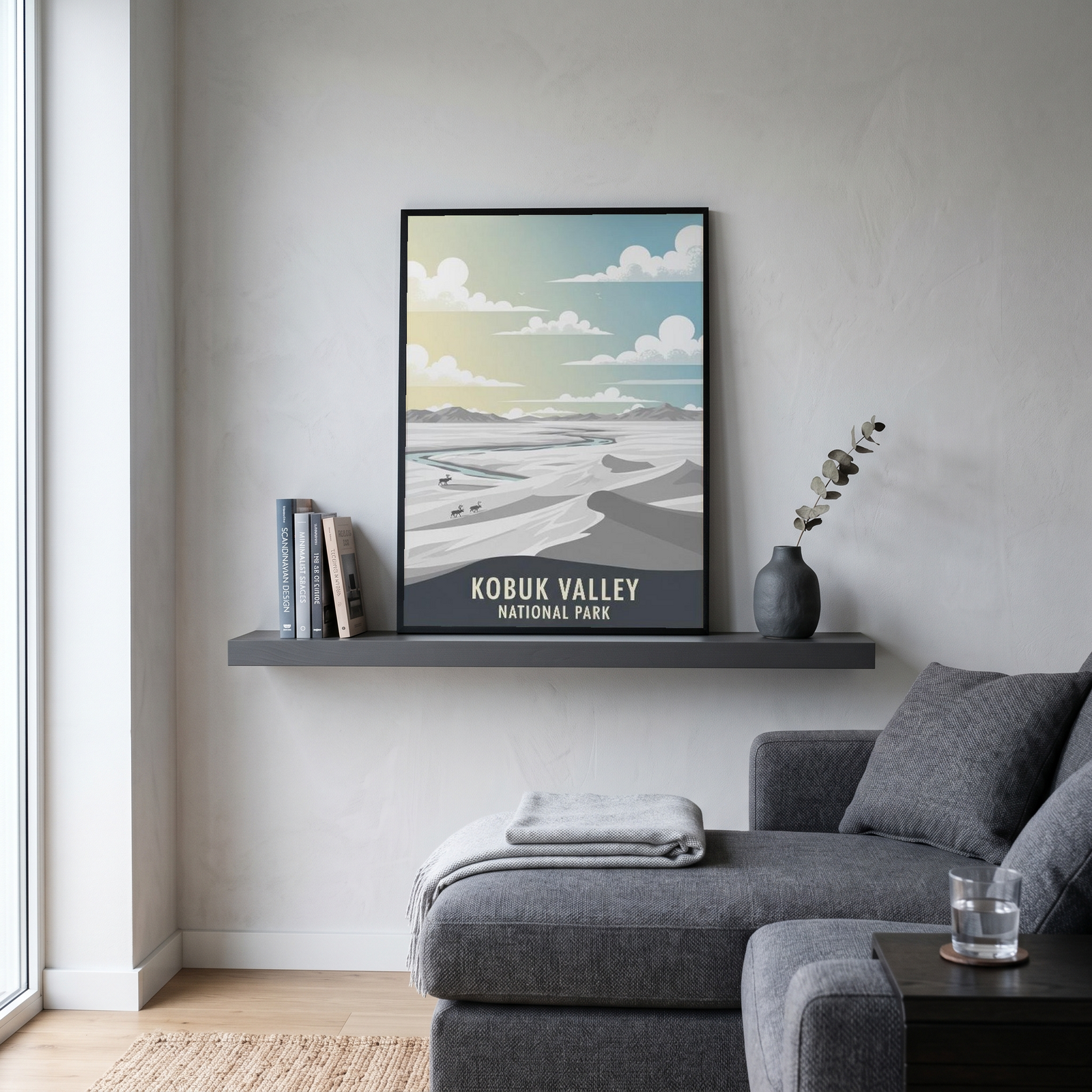 Kobuk Valley National Park Poster — Vintage Alaska Arctic Sand Dunes Caribou