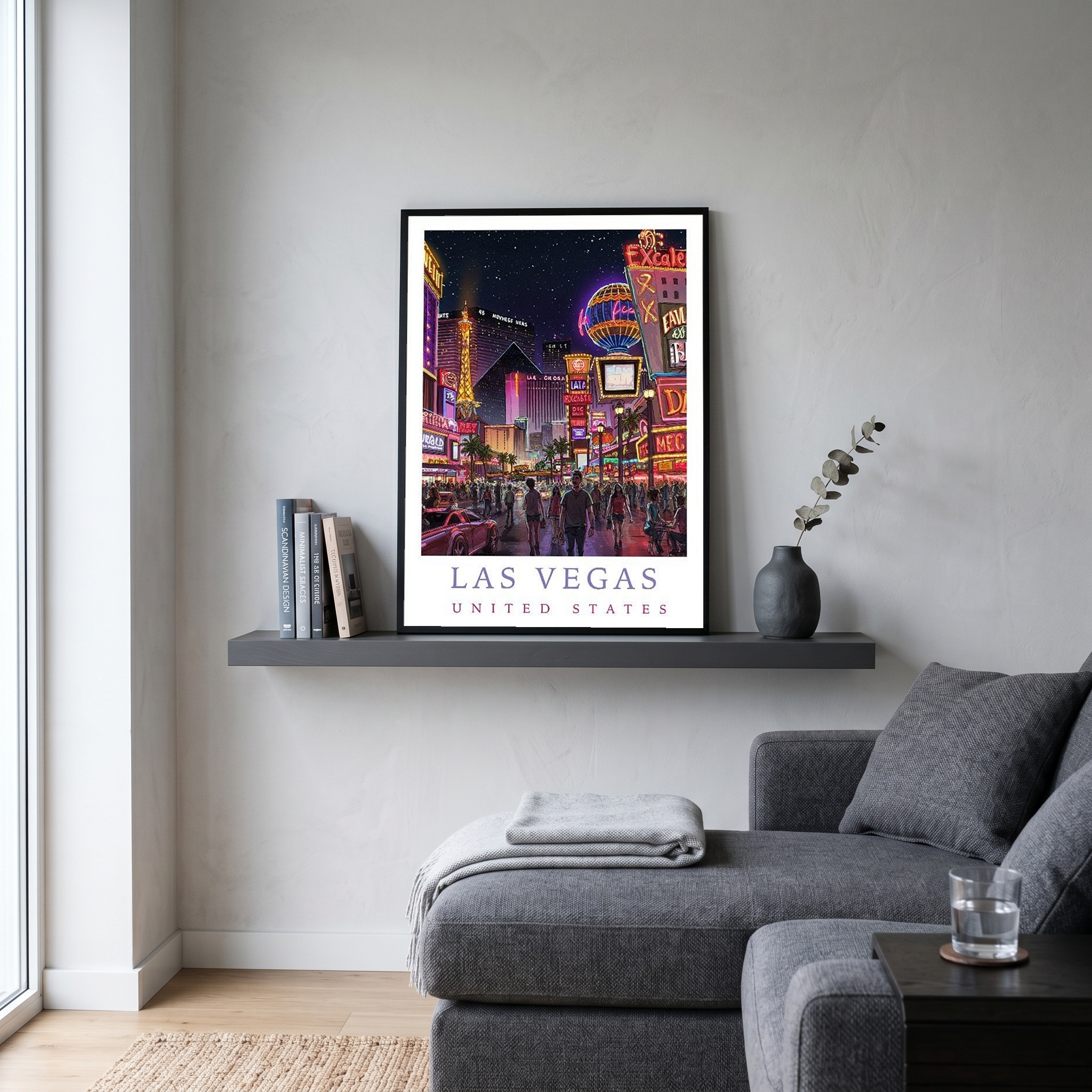 Las Vegas Travel Poster — Neon Strip Night Cityscape Print