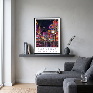 Las Vegas Travel Poster — Neon Strip Night Cityscape Print